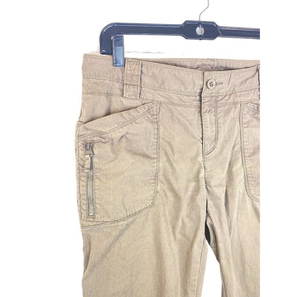The North Face Cotton Blend Roll Up Convertible Pants Brown Tan Size 10 - Picture 4 of 10